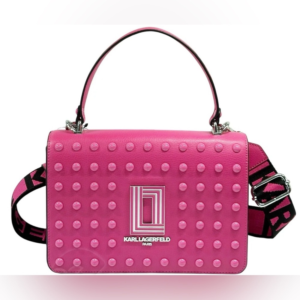Karl Lagerfeld Fuchsia Studded Shoulder Bag